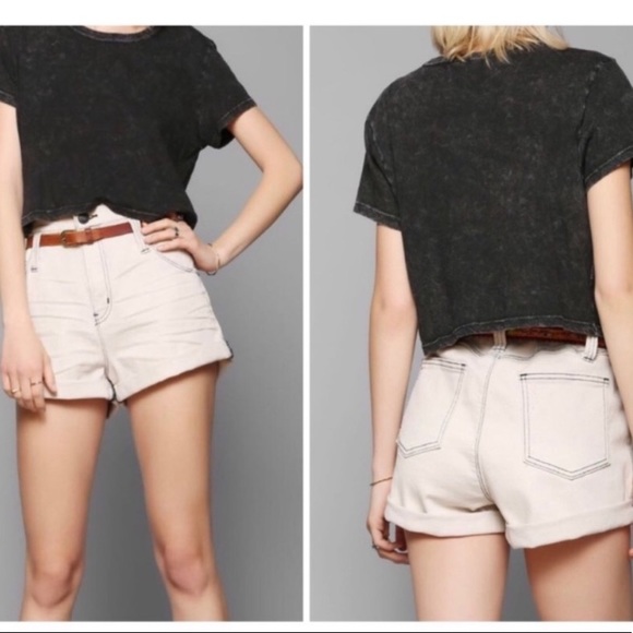 Urban Outfitters Pants - BDG High Rise Cream Roll Up Jean Denim Shorts